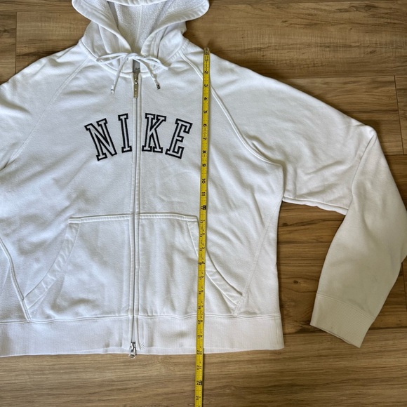 Nike White Embroidered Spell Out Logo Full Zip Up Hoodie Silver Tag Sweatshirt - Picture 9 of 10